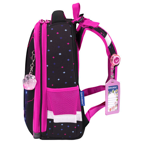 Ранец BRAUBERG PREMIUM, 2 отделения, с брелоком, «Pink lava», 38×29х16 см