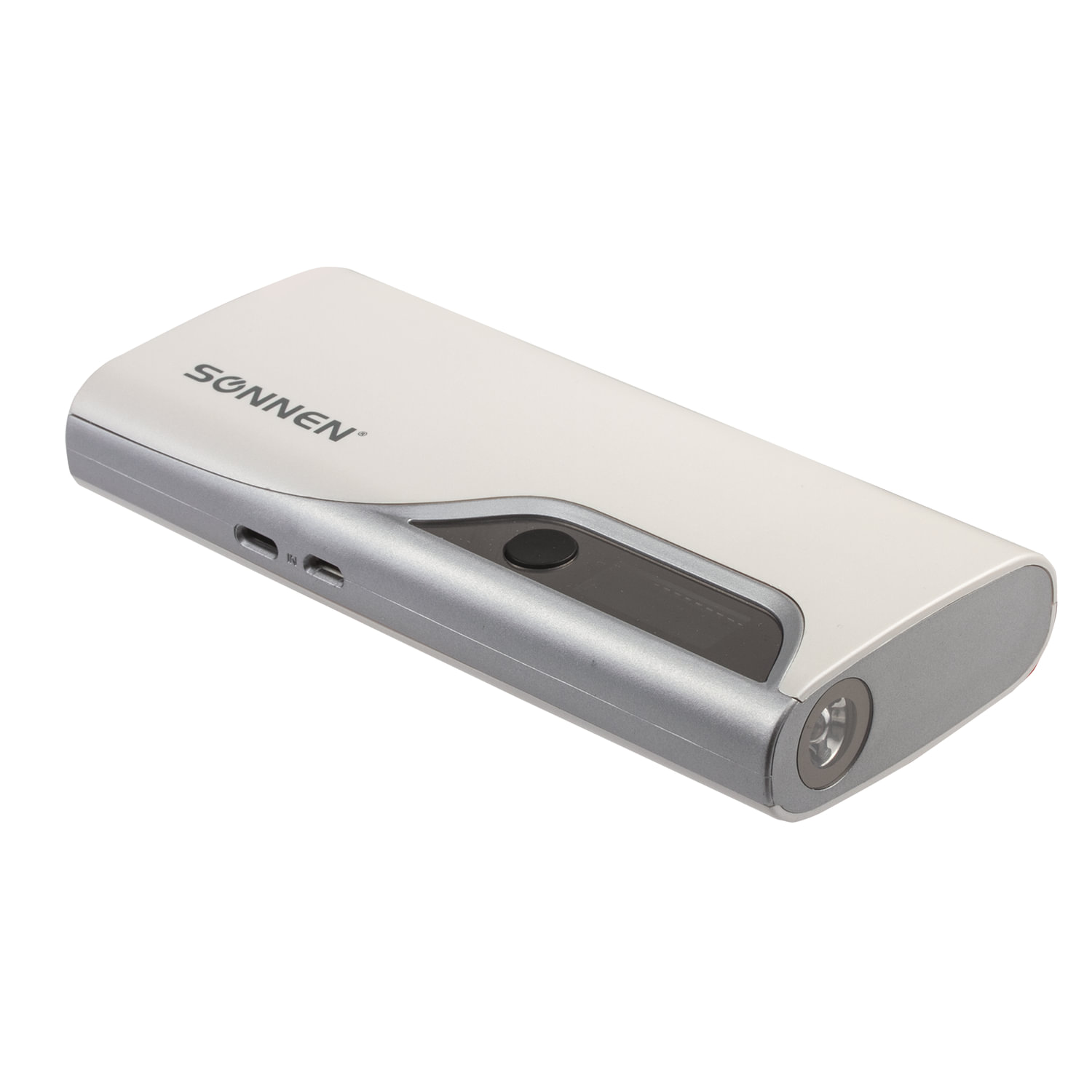 превью Аккумулятор внешний SONNEN POWERBANK V15S, 10000 mAh, 2 USB, литий-ионный, LED-дисплей, фонарик, белый