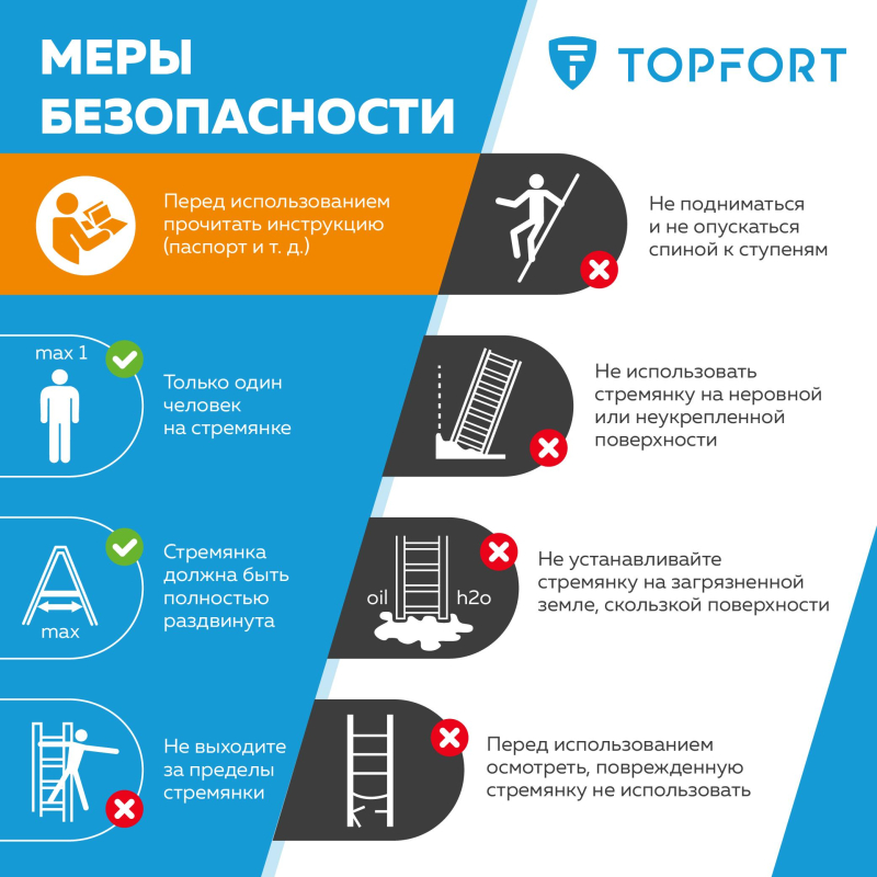 Стремянка стул c широкими ступенями Topfort, 4 ст