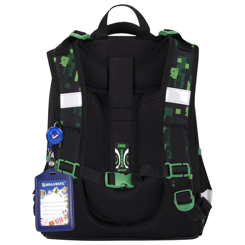 Ранец BRAUBERG PREMIUM, 2 отделения, с брелоком, «Digital spider», LED-ЛАМПОЧКИ, 38×29х16 см