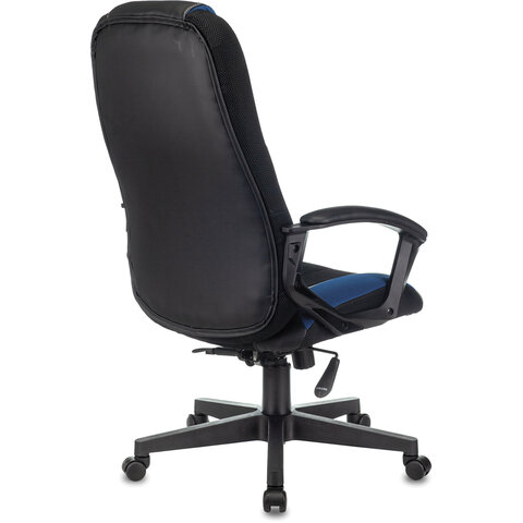 Кресло компьютерное VIKING-9/BL+BLUE, подушка, экокожа/ткань, черное/синее
