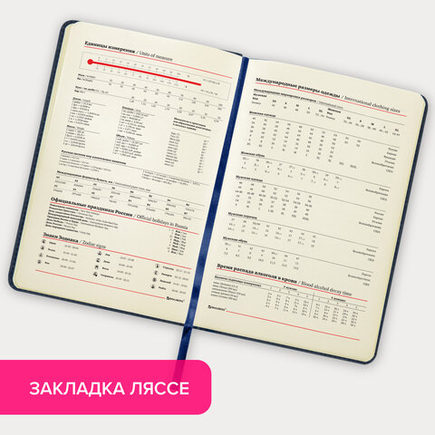 Еженедельник недатированный А5 145×215 мм BRAUBERG «Status», под кожу, 64 л., темно-синий