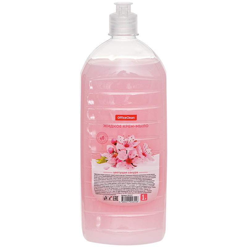 превью Мыло-крем жидкое OfficeClean «Цветущая сакура», с дозатором, 1л