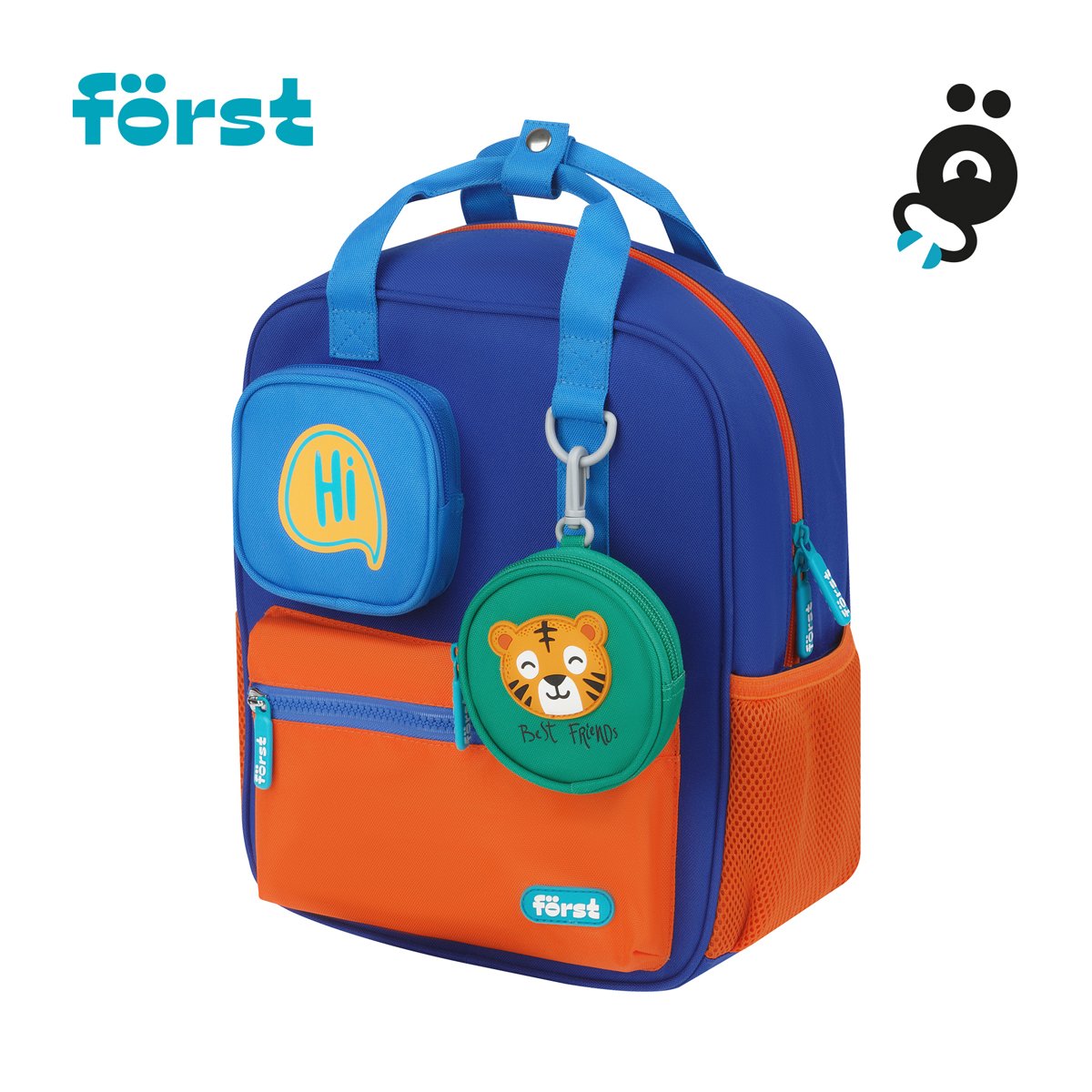 Рюкзак Först F-Kids «Hi, Tiger! » 30.5×25.5×12.5см, 1 отделение, 5 карманов, эргономичная спинка