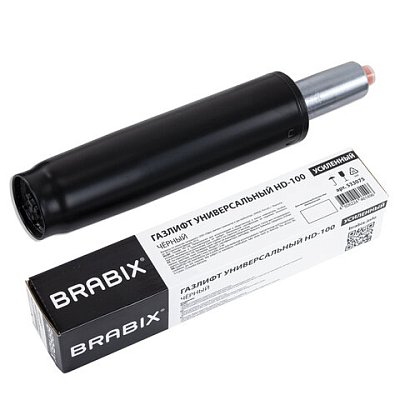 Газлифт прочный BRABIX HD-100 короткий, черный, в открытом виде 346 мм, d 50 мм, класс 4
