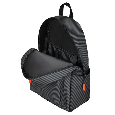 Рюкзак BRAUBERG ENERGETIC универсальный, эргономичный, «Recycle», черный, 43×30х16 см