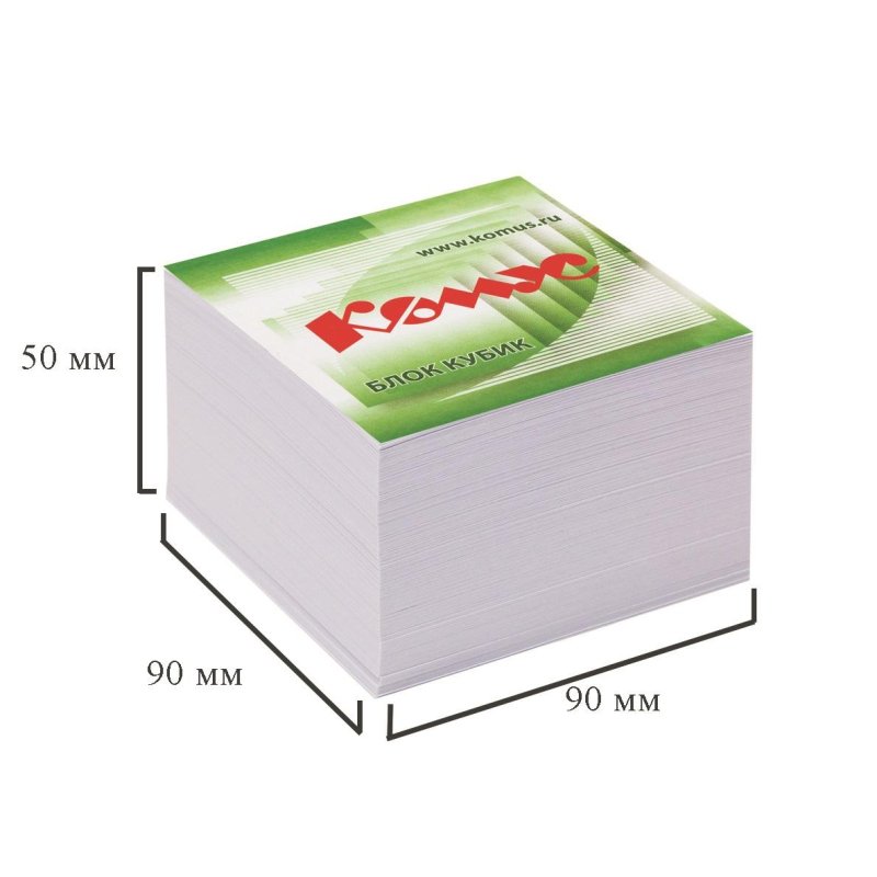 Блок для записей КОМУС на склейке 9×9х5 белый блок 100 г, 100