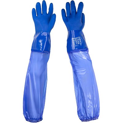Перчатки ПВХ КЩС Gward Sandy Long PVC014 синие р.10, XL (6 пар/уп)