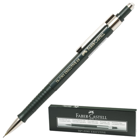 превью Карандаш механический FABER-CASTELL  TK-FINE EXECUTIVE, корпус зеленый, 0.5 мм, с выдвижным ластиком