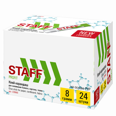 Клей-карандаш УСИЛЕННЫЙ STAFF Profit, 8 г, PVP-основа