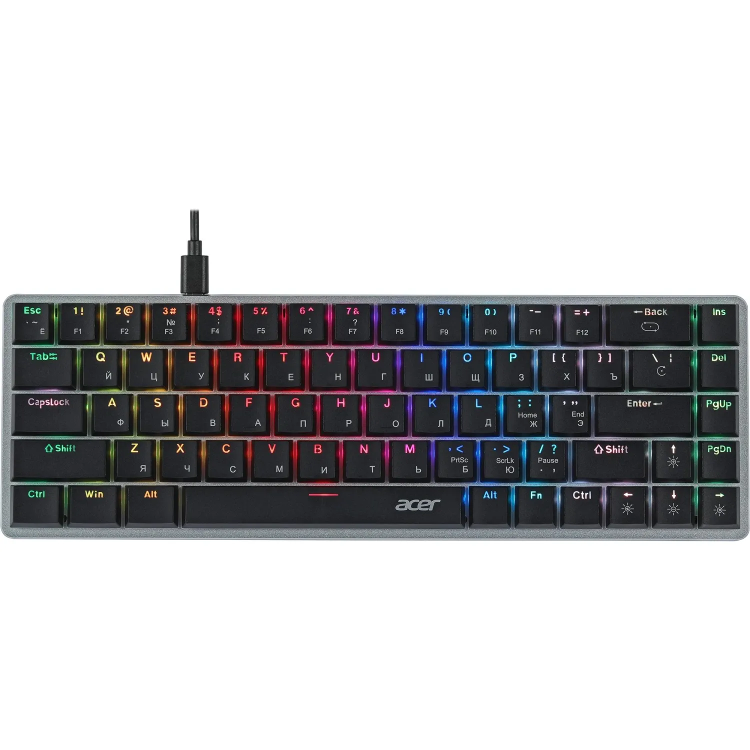 Клавиатура Acer OKW302 механичес. серебр. USB for gamer LED (ZL. KBDCC.01C)