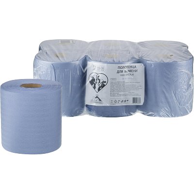 Бумага протирочная для вымени синяя 20×18см 1000л 6рул/уп