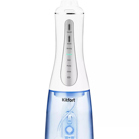 Ирригатор для полости рта KITFORT КТ-2915, портативный, емкость резервуара 0.35 л, 2 насадки, белый