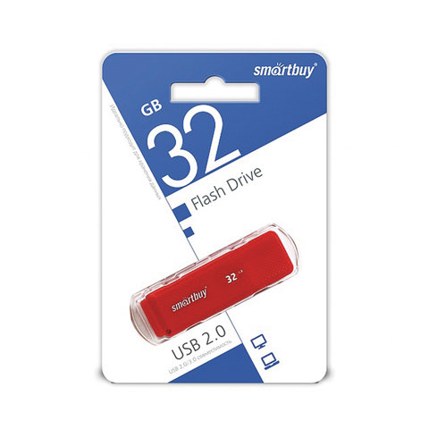 Флэш-диск 32 GB, SMARTBUY Dock, USB 2.0, красный