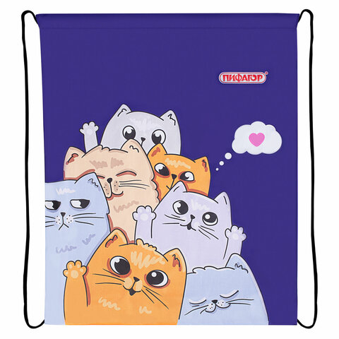 Мешок для обуви ПИФАГОР, 1 отделение, 42×34 см, «Cats greetings»