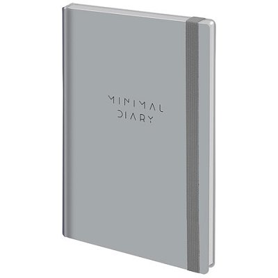 Ежедневник недатированный с резинкой А5 145×203 мм, BRAUBERG, твердый, 160 л, «Minimal», серый