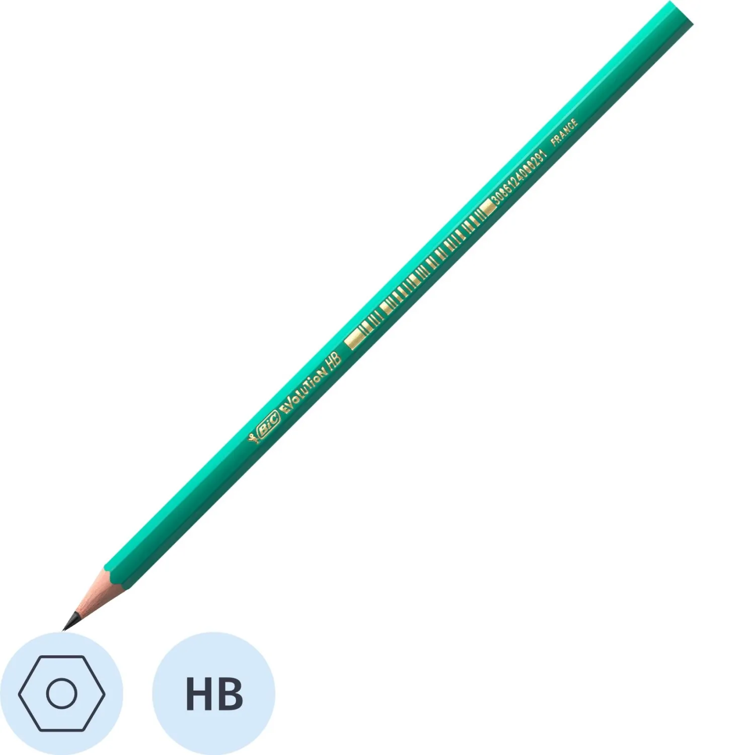 Карандаш чернографитный HB BIC Evolution Эко заточенный шестигранный