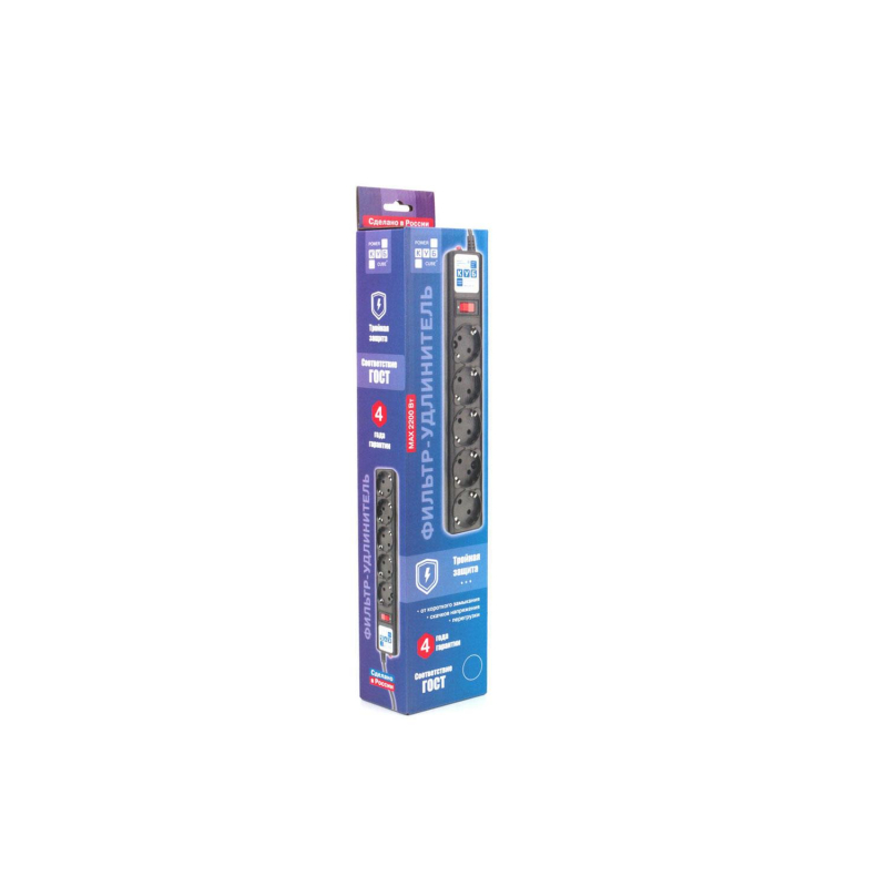 Сетевой фильтр Power Cube B 3.0 м 5 розеток (черный) 10А/2.2кВт(SPG5-С3)