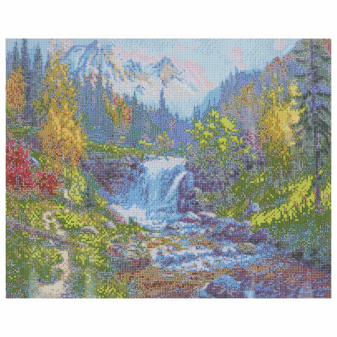 Картина стразами (алмазная мозаика), 40×50 см, ОСТРОВ СОКРОВИЩ «Горный ручей», без подрамника