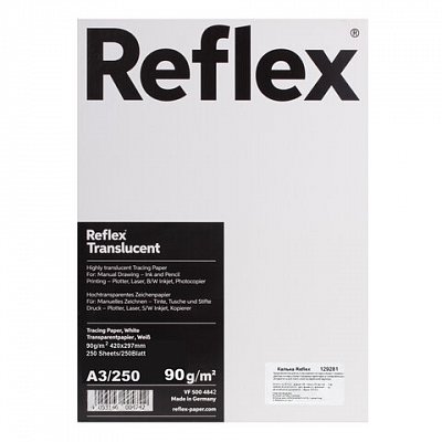 Калька REFLEX А3, 90 г/м, 250 листов, Германия, белая