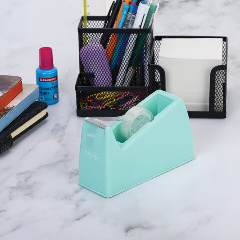 Диспенсер для клейкой ленты шириной до 26 мм, МЯТНЫЙ (лента в подарок! ), утяжеленный большой, BRAUBERG