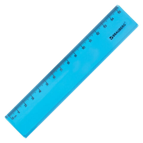 Линейка пластиковая 15 см BRAUBERG «FRUITY»тонированнаяассорти210765 ...