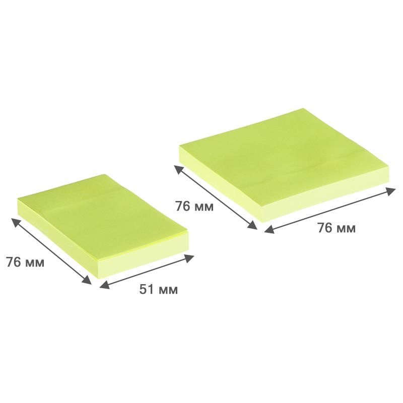 Стикеры Attache Simple 76×51мм; 76×76мм неон желтый наб 2×100 л