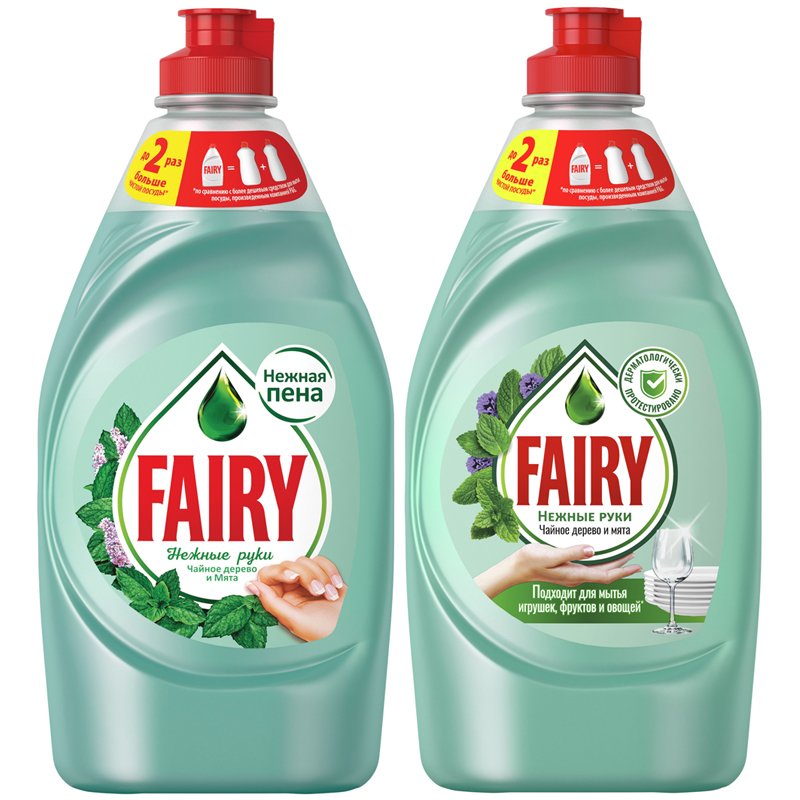 Средство для мытья посуды Fairy Нежные руки чайное дерево и мята 450 мл