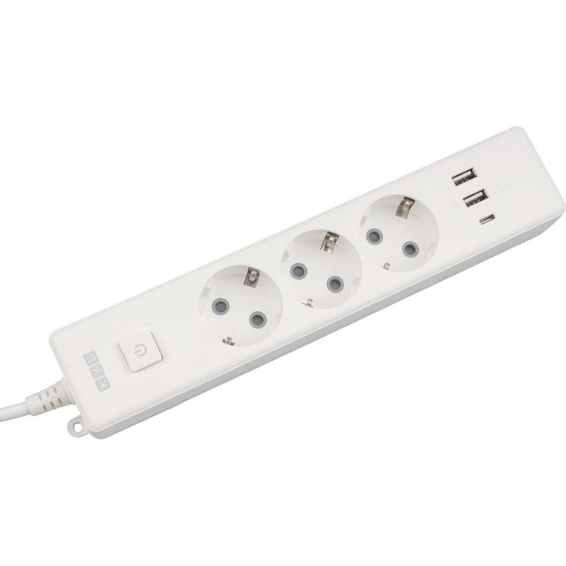 Удлинитель Power Cube, 3р с/з вык.,3USB, 3500 Вт, 16А,1.9 м, 3×1.0 (белый)