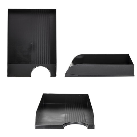 Лоток горизонтальный для бумаг BRAUBERG Standard, 350×253х65 мм, черный, 237947