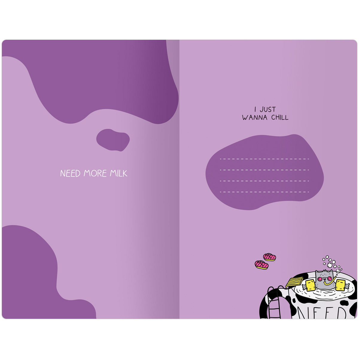 Планер недатированный, 32л., 135×210мм, на скобе MESHU «Milk pool», матовая ламинация, выборочный лак
