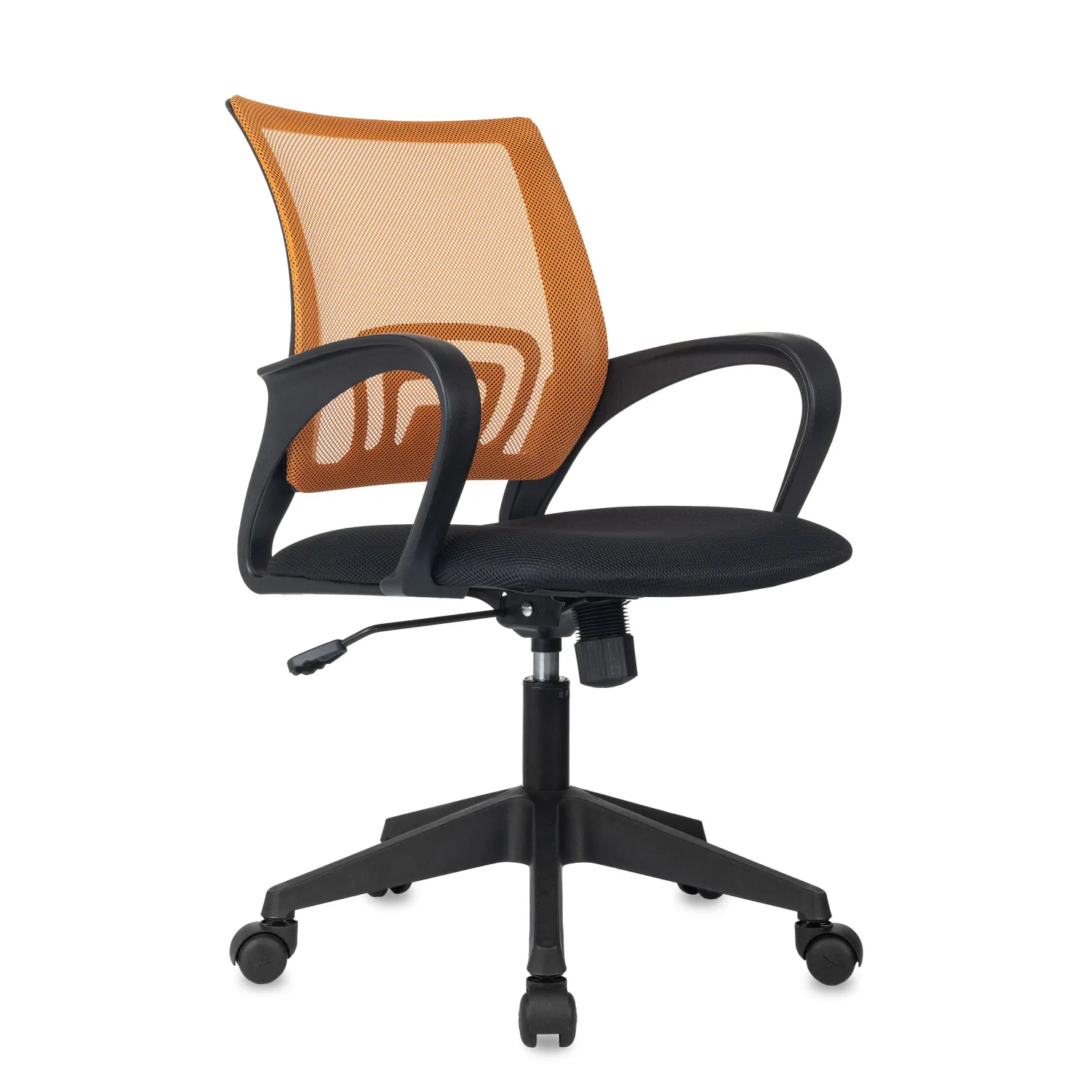 Кресло офисное Комус Мебель (Easy Chair) 396 оранжевое/чёрное (ткань/сетка, пластик)
