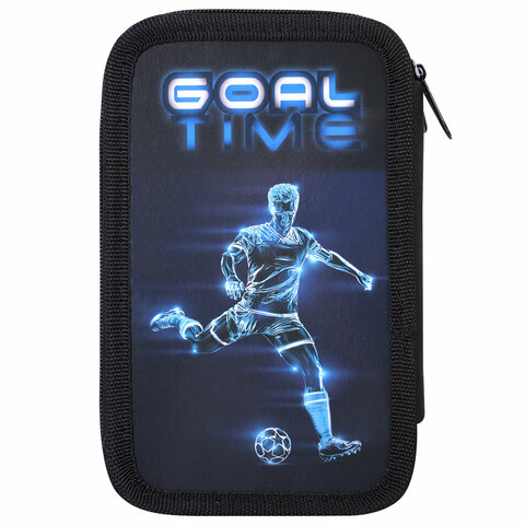 Пенал ПИФАГОР, 3 отделения, ламинированный картон, 19×11 см, «Goal»