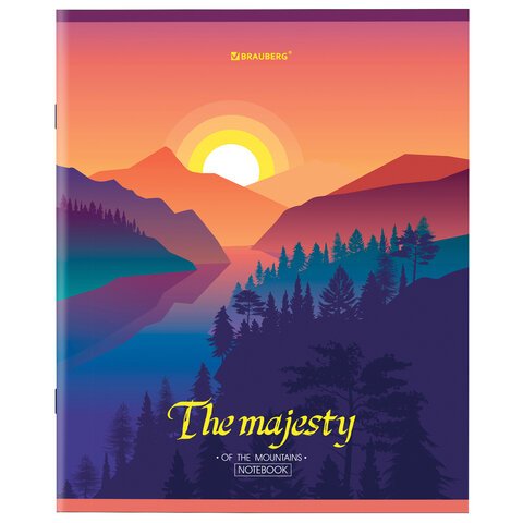 Тетрадь А5 48 л. BRAUBERG скоба, клетка, обложка картон, «Majesty»