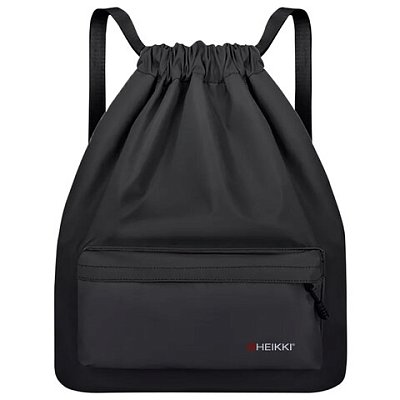 Рюкзак спортивный мешок HEIKKI CASUAL (ХЕЙКИ) с дополнительным карманом, 44×34 см, Total black