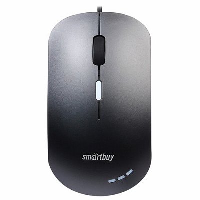 Мышь проводная бесшумная SMARTBUY 288-K, USB, 2 кнопки + 1 колесо, оптическая, черная, 02019