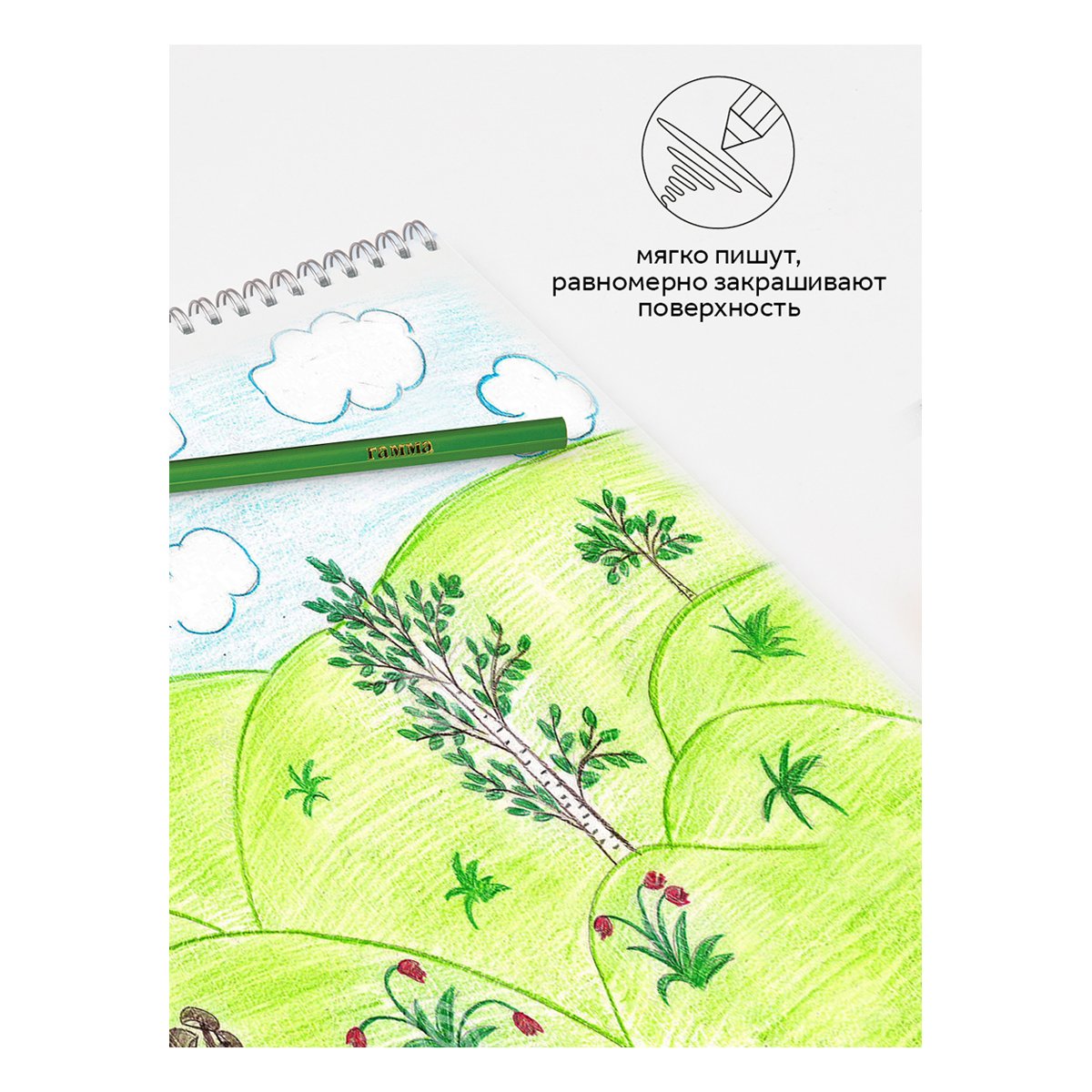 Карандаши цветные Гамма «Классические», 18цв., заточен., картон. упаковка, европодвес