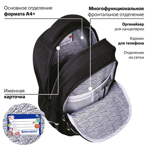 Рюкзак BRAUBERG MOTION, 2 отделения, 3 кармана, «Angry duck», СВЕТЯЩИЙСЯ, 41×28х17 см