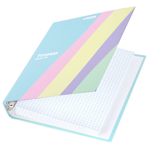 Тетрадь на кольцах А5 175×215 мм, 120 л., твердый картон, клетка, BRAUBERG, кросс-серия PASTEL