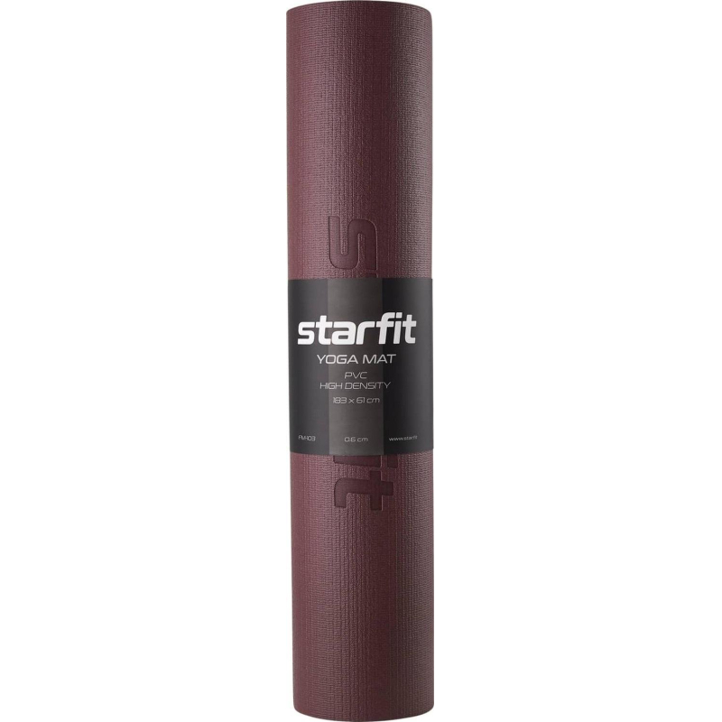 Коврик для йоги плотн STARFIT FM-103 PVC HD,0.6см,183×61, шокол, ЦБ-00001473