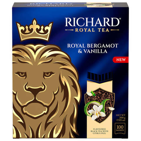 Чай RICHARD «Royal bergamot & vanilla» черный, 100 пакетиков в конвертах по 2 г