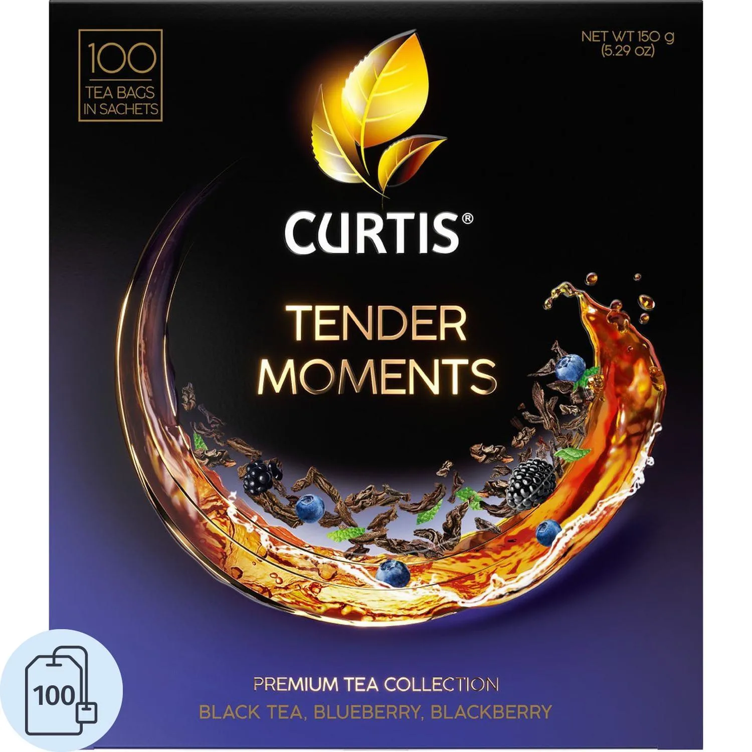 Чай чёрный Curtis Tender Moments 100 сашет (ежевика, черника)