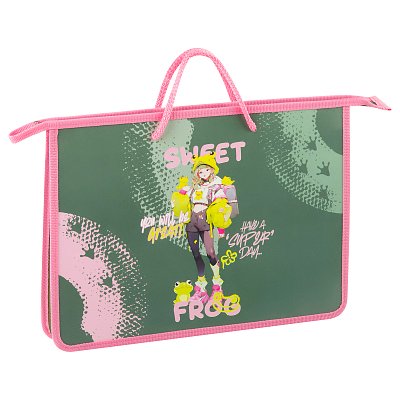 Папка с ручками А4 ArtSpace «Sweet Frog», пластик, на молнии, 45мм