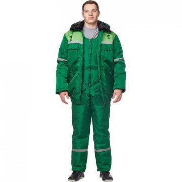 Костюм рабочий зимний мужской з20-КПК с СОП светло-зеленый/зеленый (размер 60-62, рост 170-176)