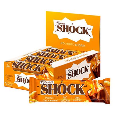 Батончик FITNESSHOCK арахис-соленая карамель, БЕЗ САХАРА, 12 шт. по 50 г в шоубоксе