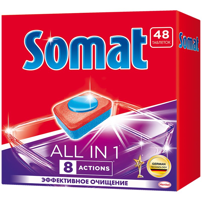превью Таблетки для посудомоечных машин Somat All in 1 (48 штук в упаковке)