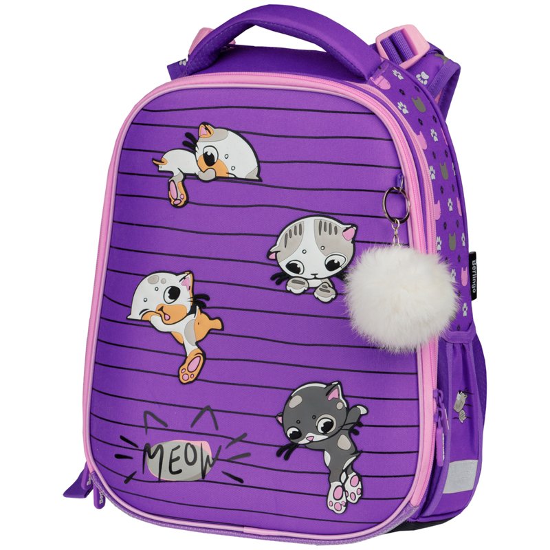 превью Ранец Berlingo Expert Max «Kittens lilac» 37×28×16см, 2 отделения, анатомическая спинка, дождевик в комплекте