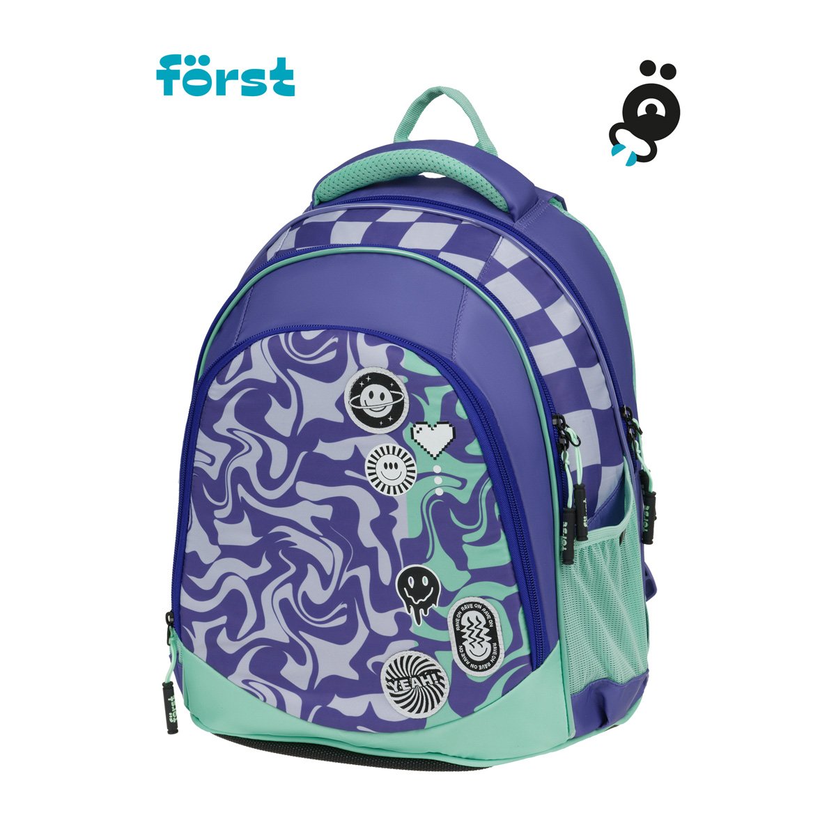 Рюкзак Först F-JUNIOR «Smiley» 38×29×18 см, 3 отделения, 2 кармана, эргономичная спинка