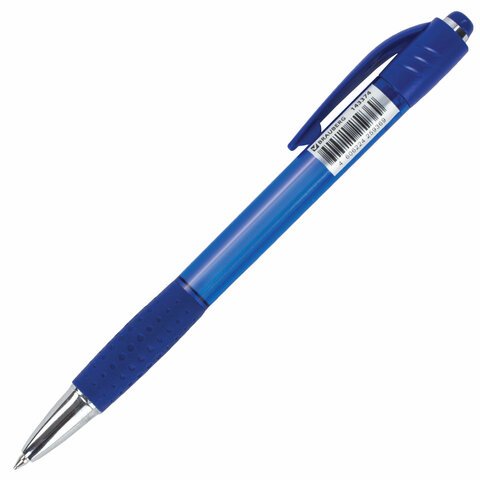 Ручка шариковая автоматическая с грипом BRAUBERG SUPER, СИНЯЯ, корпус синий, узел 0.7 мм, линия письма 0.35 мм