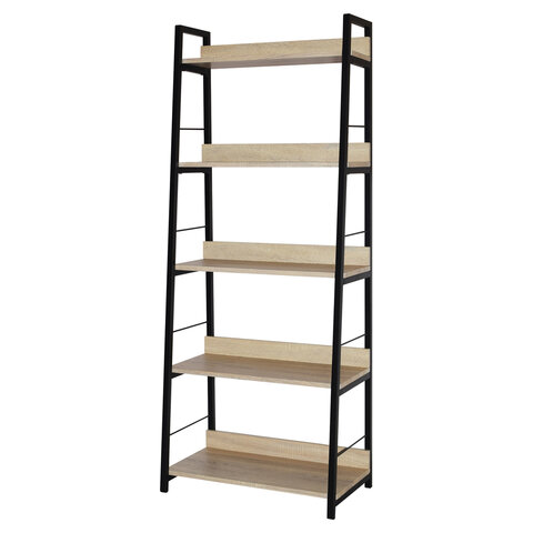Стеллаж на металлокаркасе BRABIX «LOFT SH-003»600×350х1500 мм5 полокцвет дуб натуральный641236